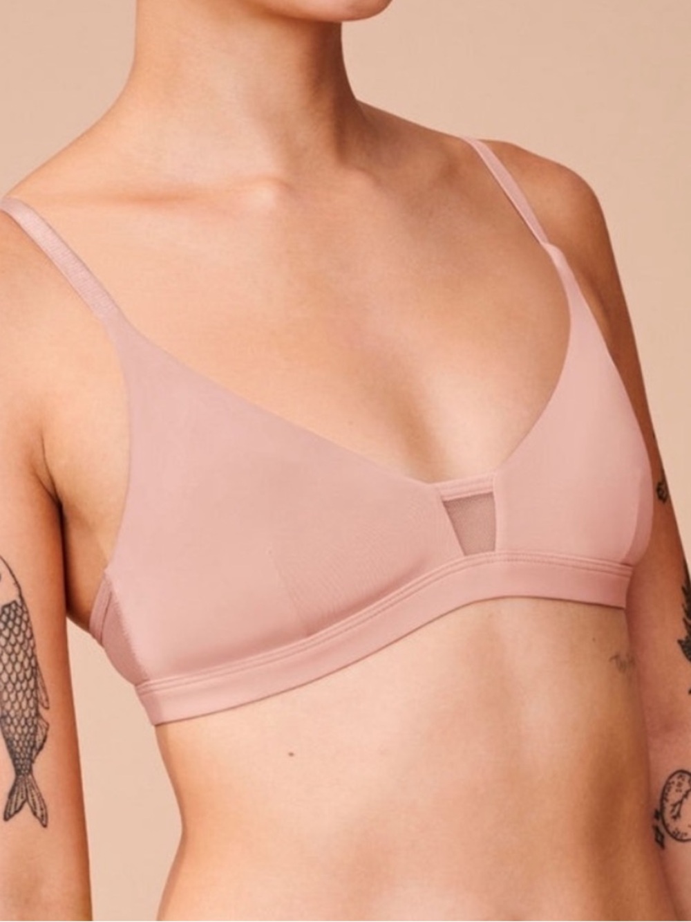 PEPPER XL Pink Limitless Wirefree 0511 Scoop Mesh Bra Bralette neutral light